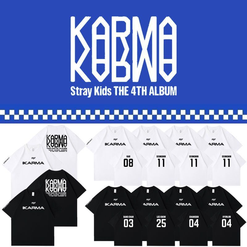 STRAY KIDS KARMA T SHIRTS 100% COTTON (WHITE COLOR)